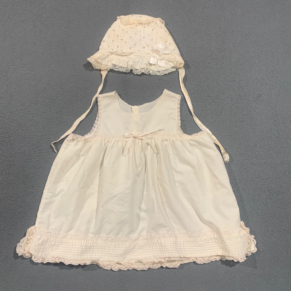 Her Majesty Dress Bonnet Set Girls 12-18 Months Ivory Lace Victorian Edwardian